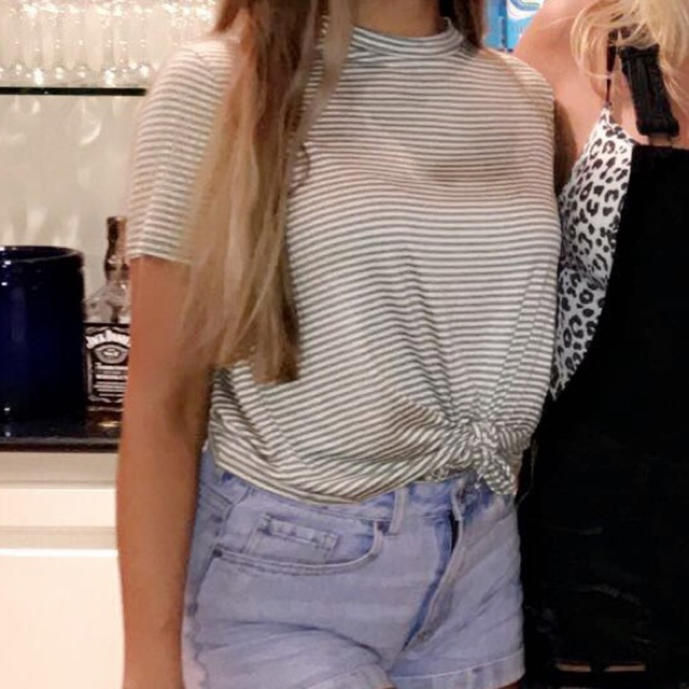 Green & White striped Top